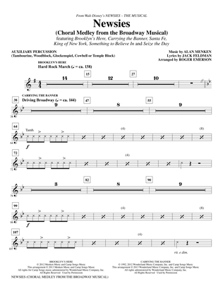 Book cover for Newsies (Choral Medley) - Aux Percussion