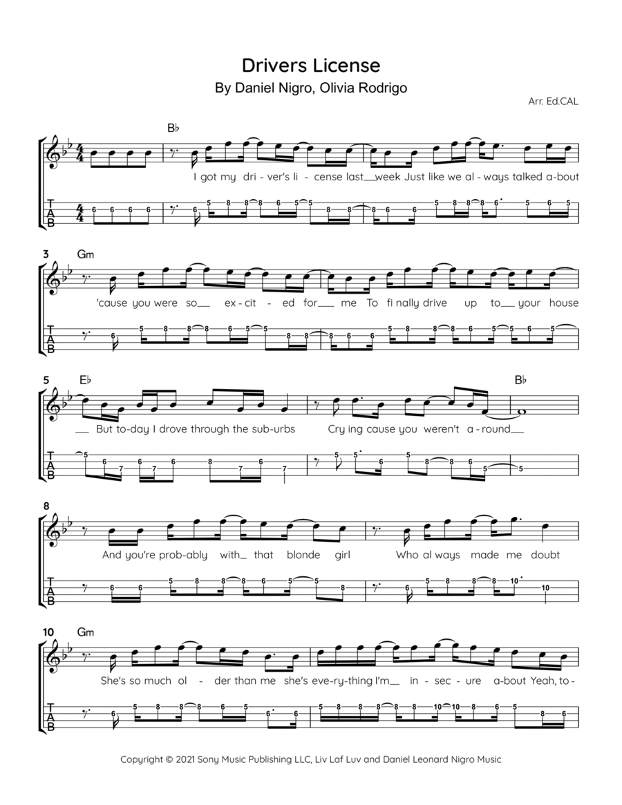 Drivers License Ukulele scores gallery preview page 1