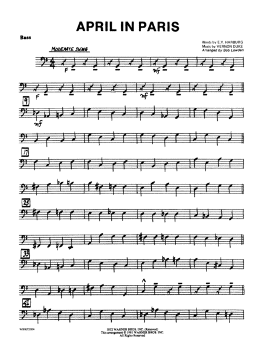 April in Paris: String Bass Jazz Ensemble scores gallery preview page 1