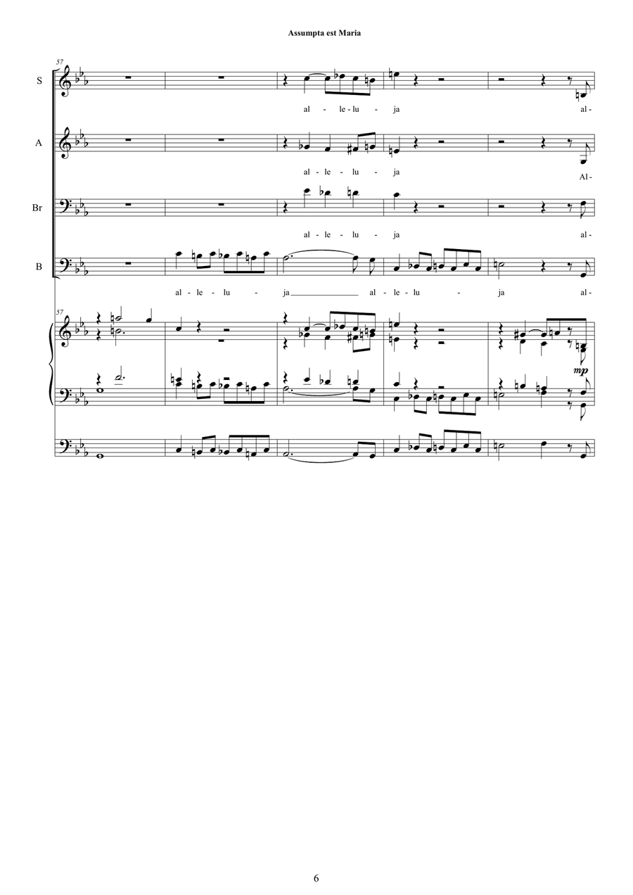 Assumpta est Maria - Motet for Choir SABrB and organ Choir scores gallery preview page 6