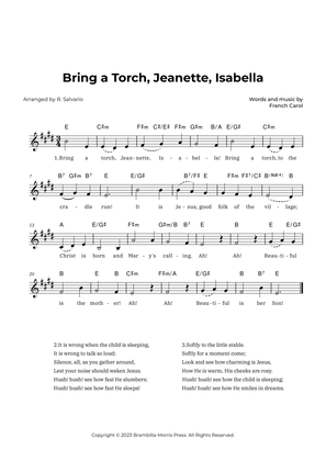 Bring a Torch, Jeanette, Isabella (Key of E Major)