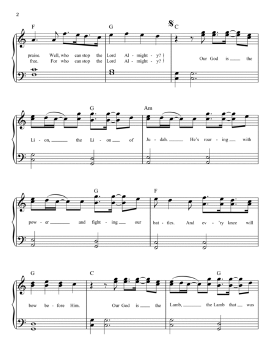 The Lion And The Lamb The Lion And The Lamb Easy Piano scores gallery preview page 2
