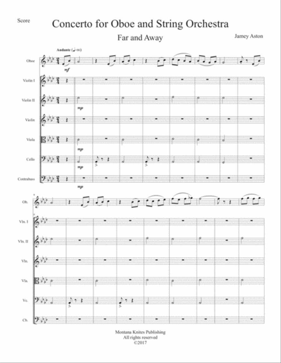 Far and Away: Concerto for Oboe and String Orchestra in A flat Major (8 1/2 x 11) Chamber Orchestra scores gallery preview page 4