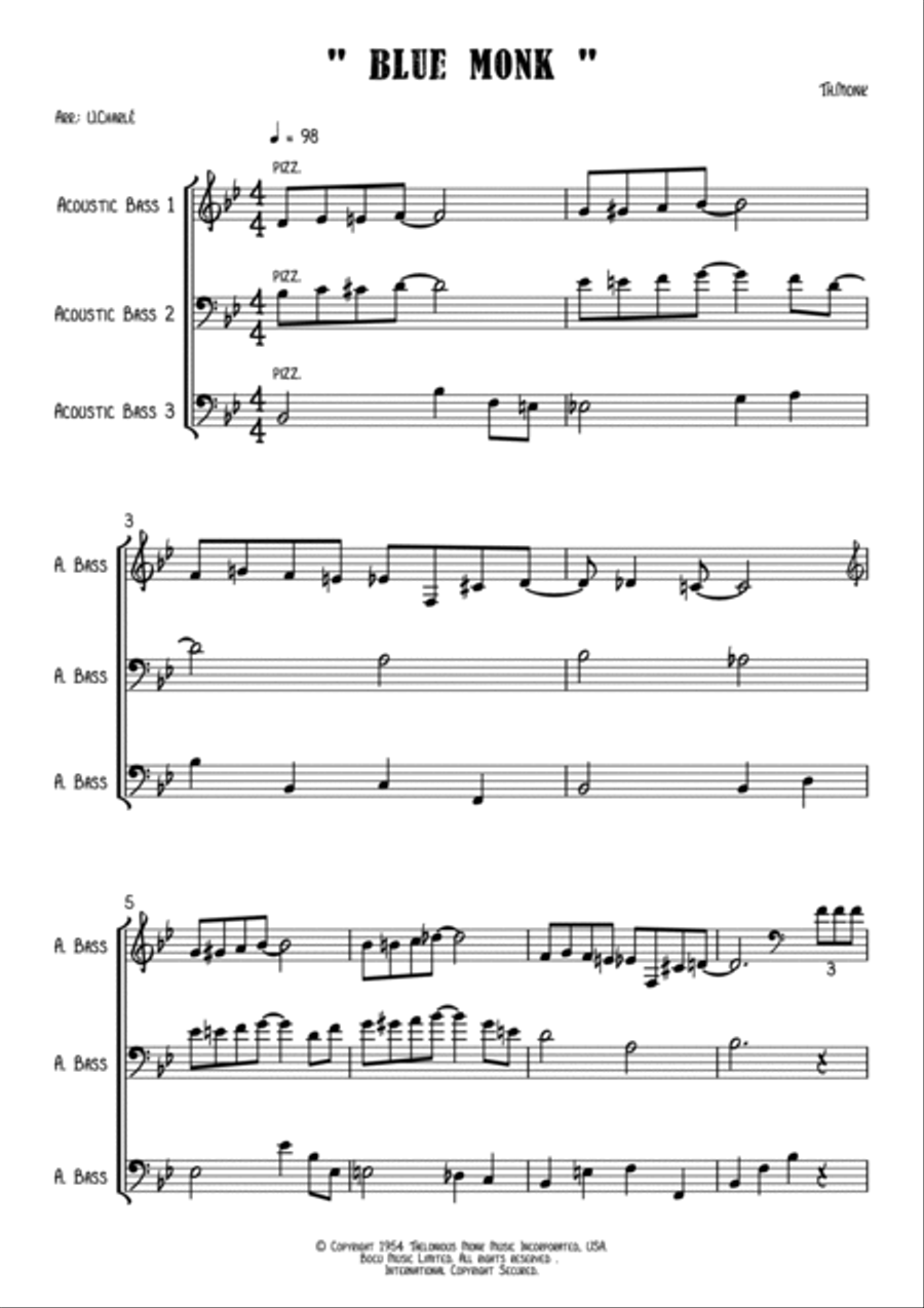 Blue Monk Blue Monk Double Bass scores gallery preview page 2