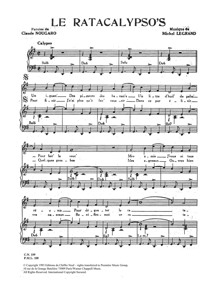 Ratacalypso's Piano, Vocal scores gallery preview page 1