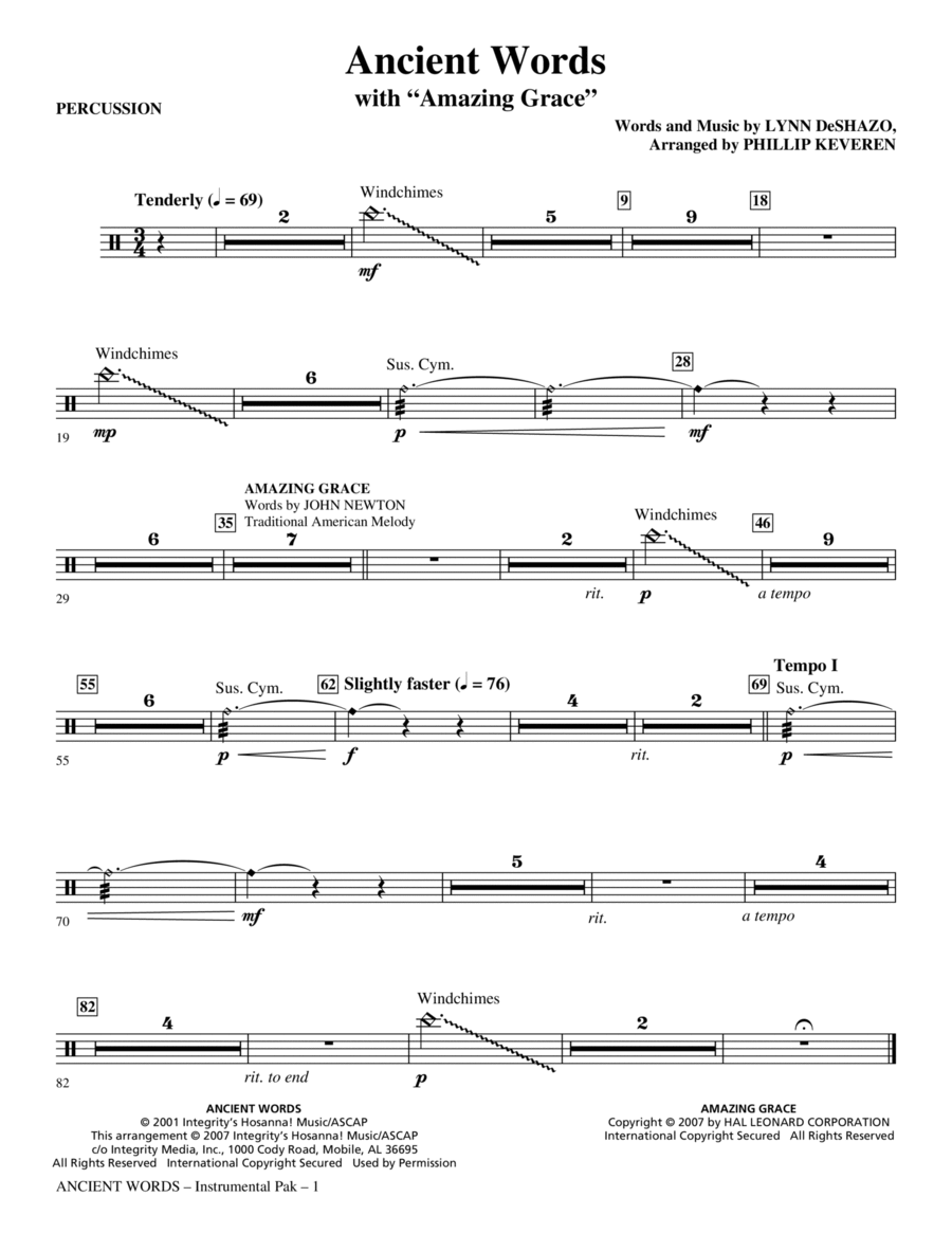 Ancient Words (with Amazing Grace) - Percussion