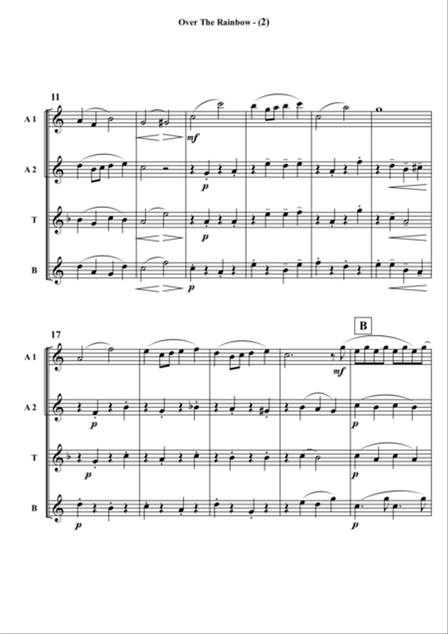 Over The Rainbow (from The Wizard Of Oz) Woodwind Quartet scores gallery preview page 3