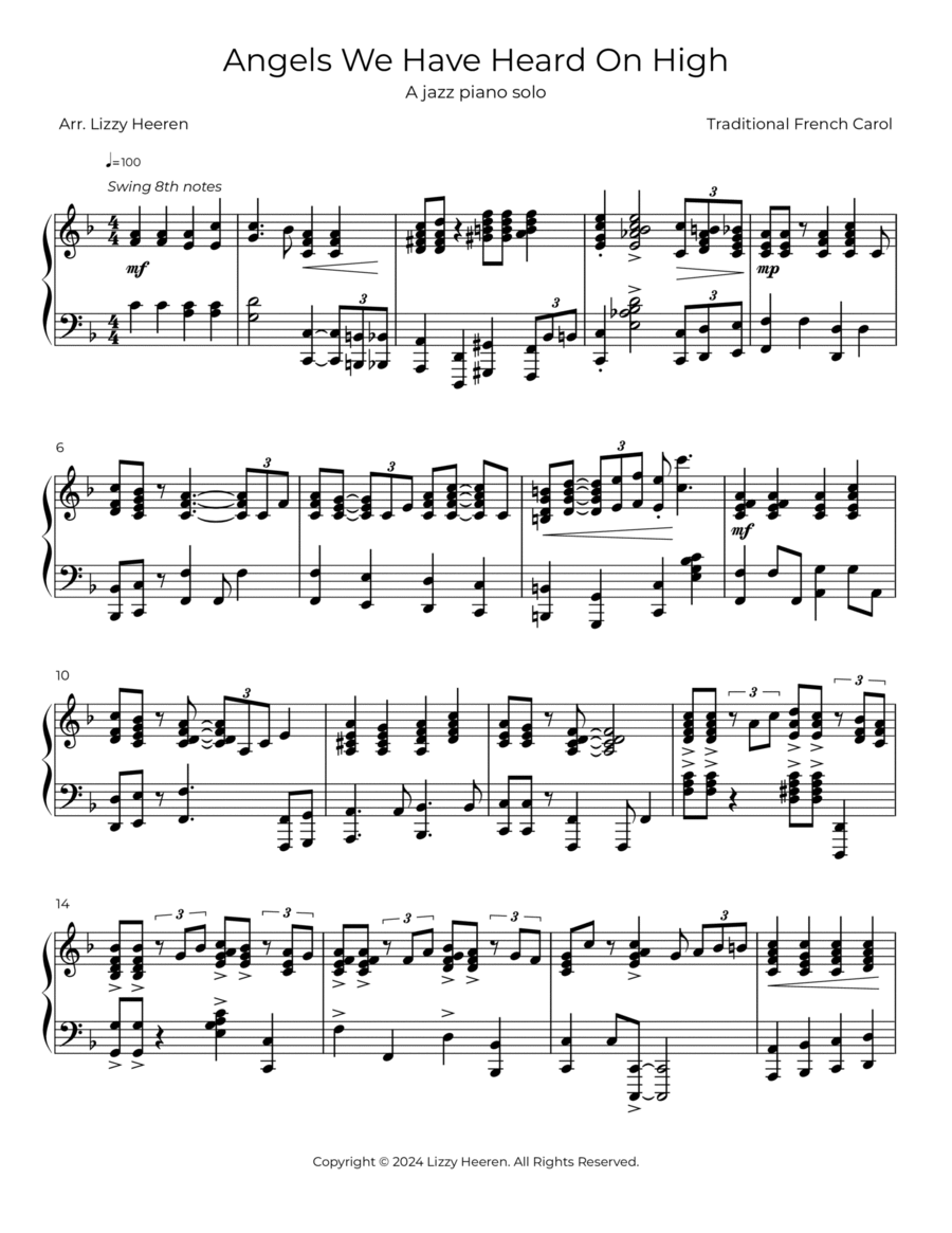 Angels We Have Heard on High - Jazz Piano Piano Solo scores gallery preview page 1
