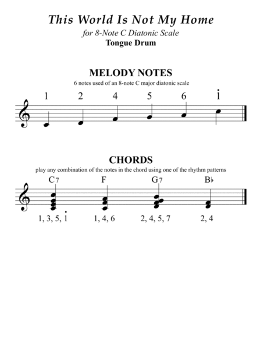This World Is Not My Home (for 8-note C major diatonic scale Tongue Drum) Percussion scores gallery preview page 4