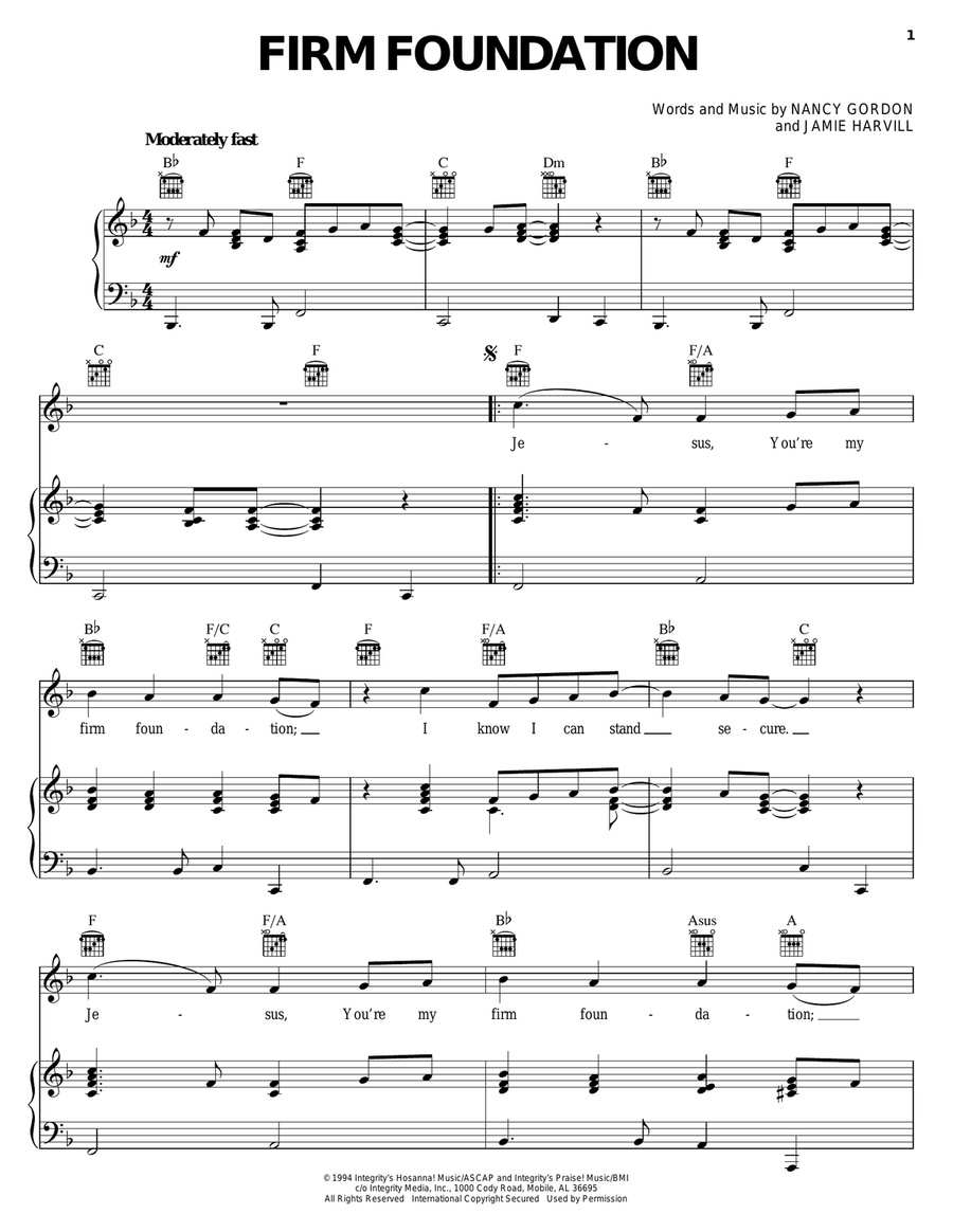 Firm Foundation Firm Foundation Piano, Vocal, Guitar scores gallery preview page 1
