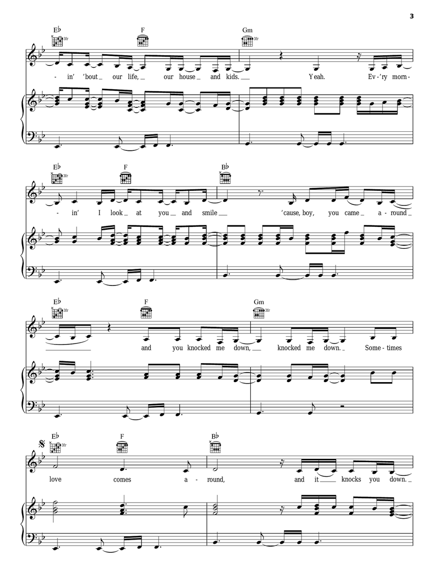 Knock You Down Knock You Down Piano, Vocal, Guitar scores gallery preview page 3