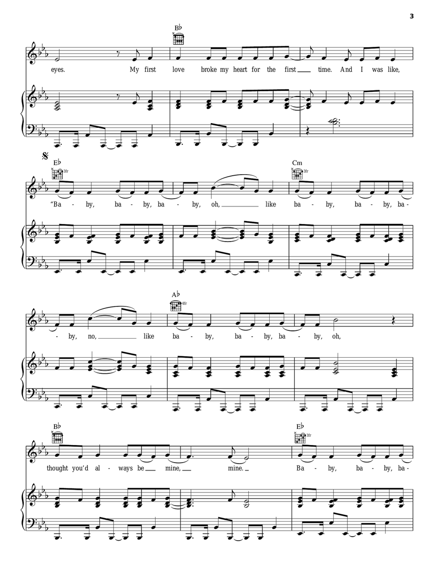 Baby (feat. Ludacris) Piano, Vocal, Guitar scores gallery preview page 3