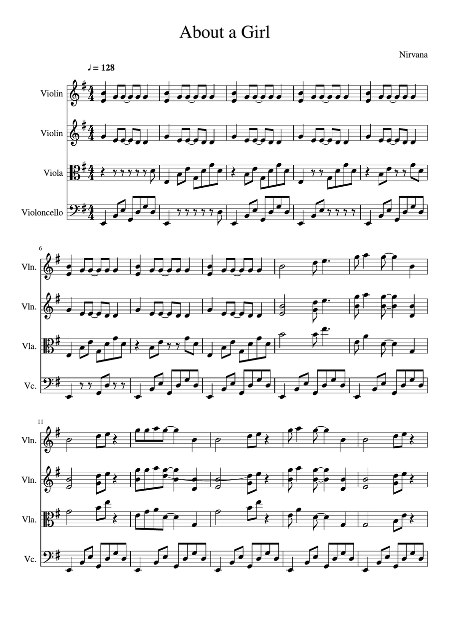 About A Girl About A Girl String Quartet scores gallery preview page 1