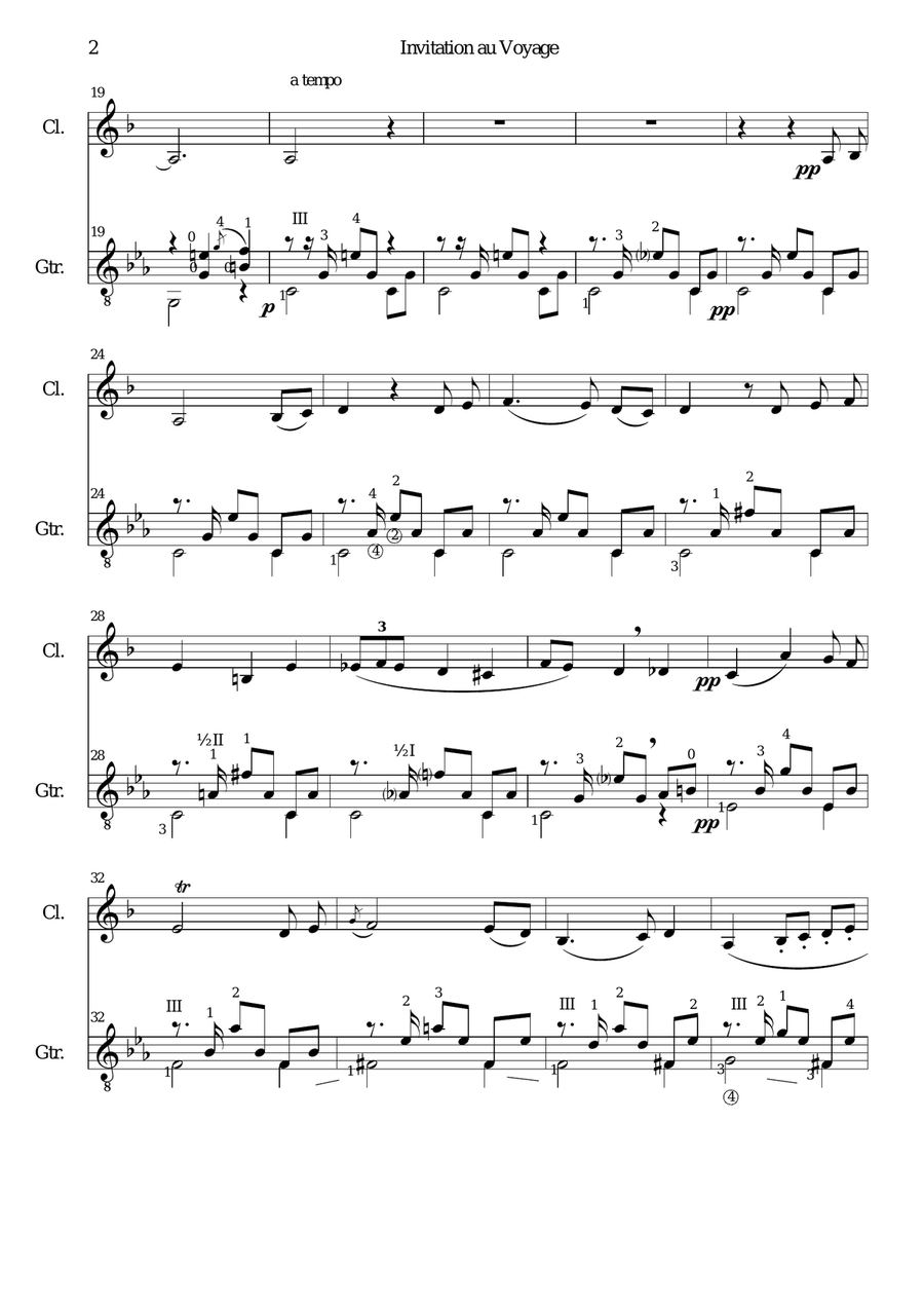 Invitation to the journey (Diepenbrock) for clarinet and guitar Clarinet scores gallery preview page 2