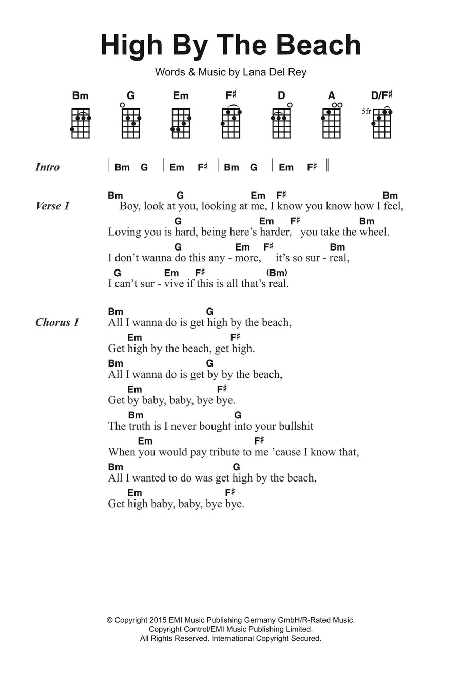 High By The Beach High By The Beach Piano, Vocal, Guitar scores gallery preview page 1
