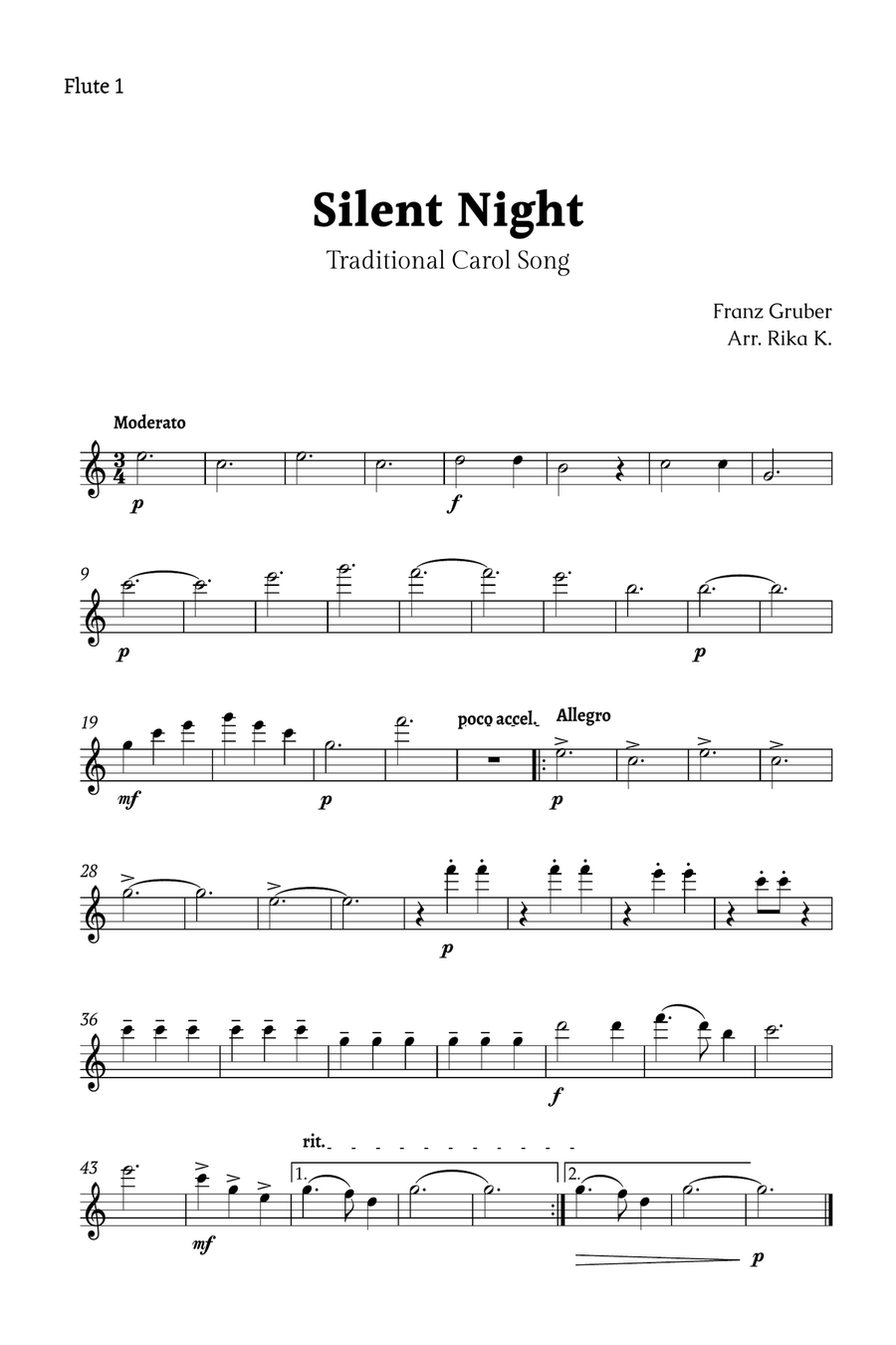 Silent Night for Flute Quartet Flute Quartet scores gallery preview page 3