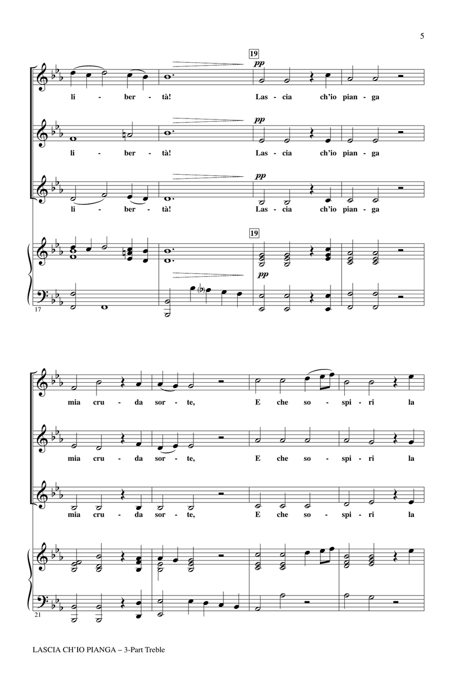 Lascia Ch'io Pianga 3-Part scores gallery preview page 3