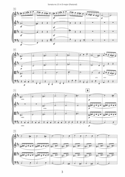 Beethoven - Sonata no.15 in D major (Pastoral) - String Quartet
