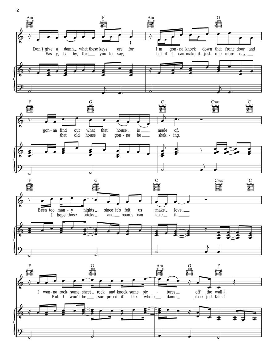 Like A Wrecking Ball Piano, Vocal, Guitar scores gallery preview page 2