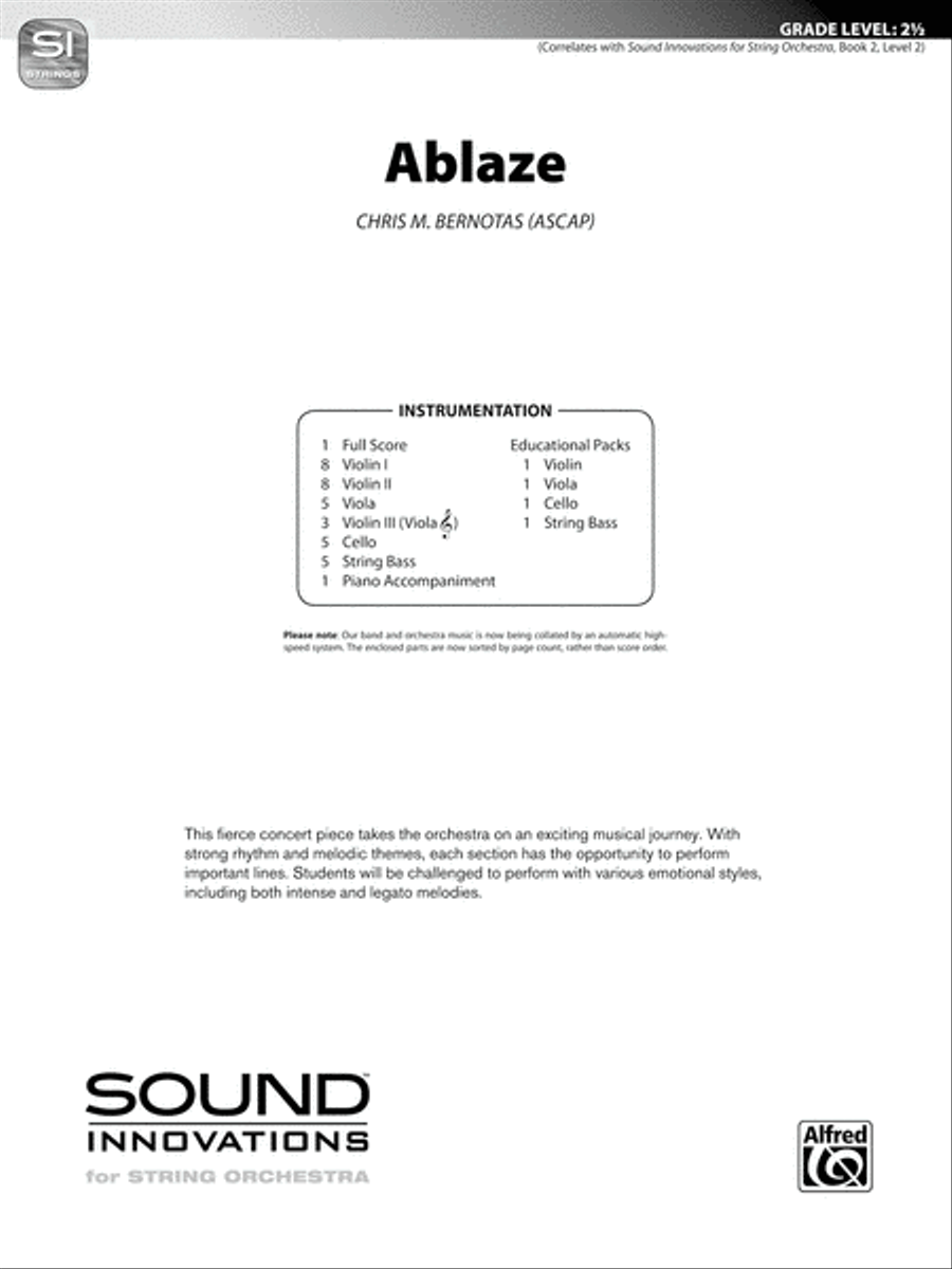 Ablaze: Score String Orchestra scores gallery preview page 1
