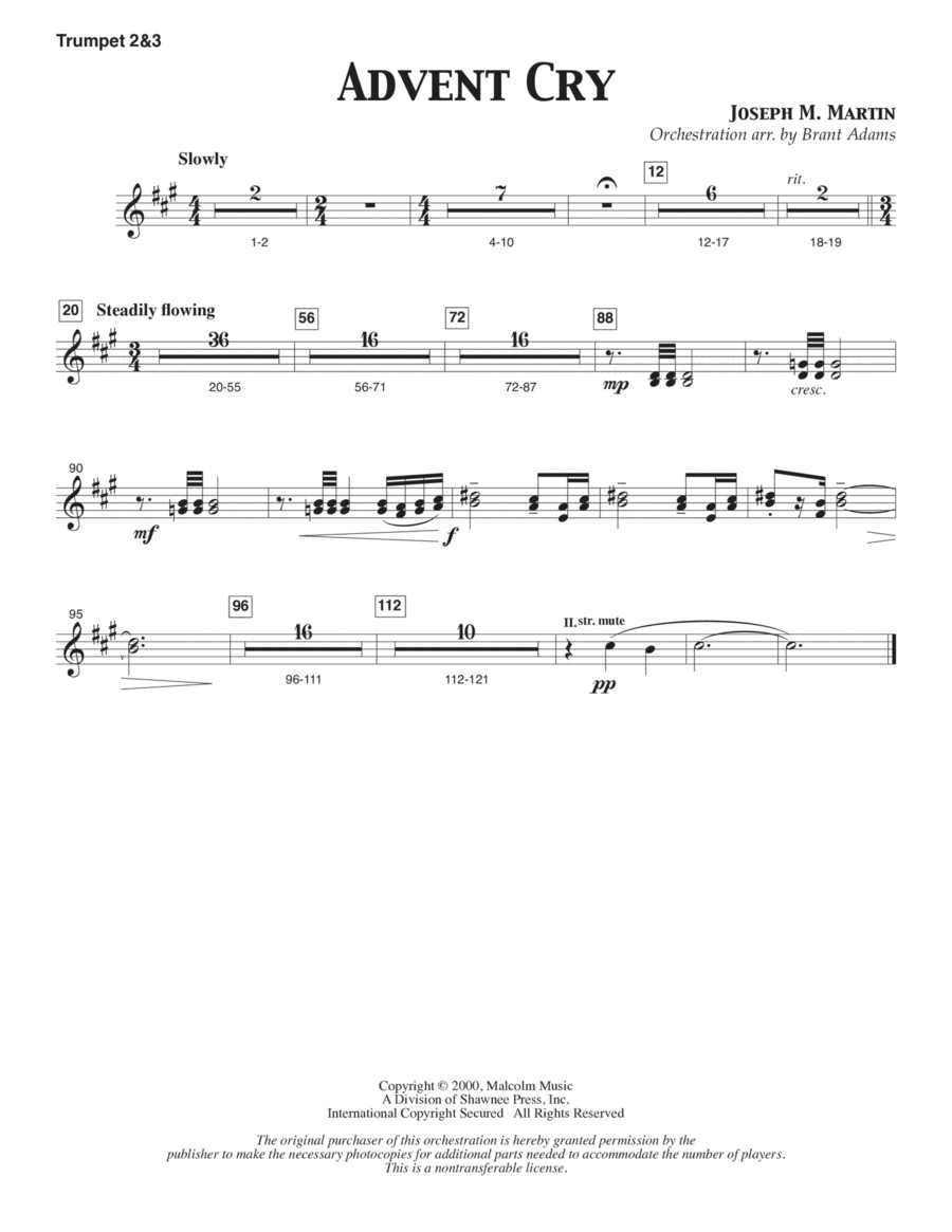 Advent Cry (from The Winter Rose) - Bb Trumpet 2,3