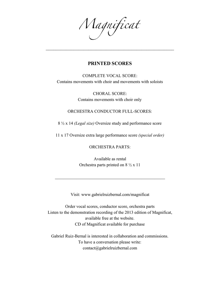 MAGNIFICAT -COMPLETE VOCAL SCORE-. Complete 11 movements with piano (orchestra reduction) 4-Part scores gallery preview page 5