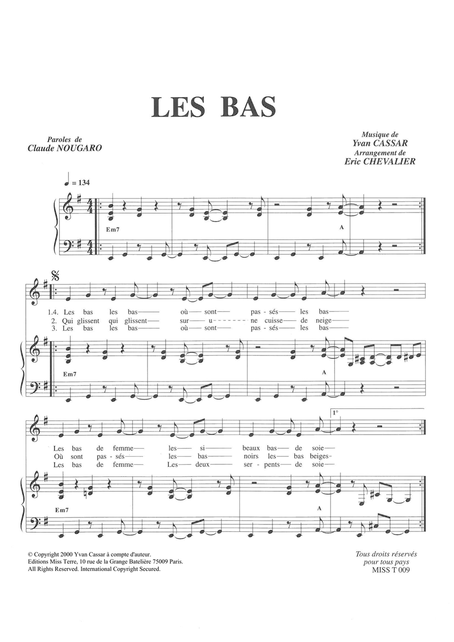 Les Bas Piano, Vocal scores gallery preview page 1
