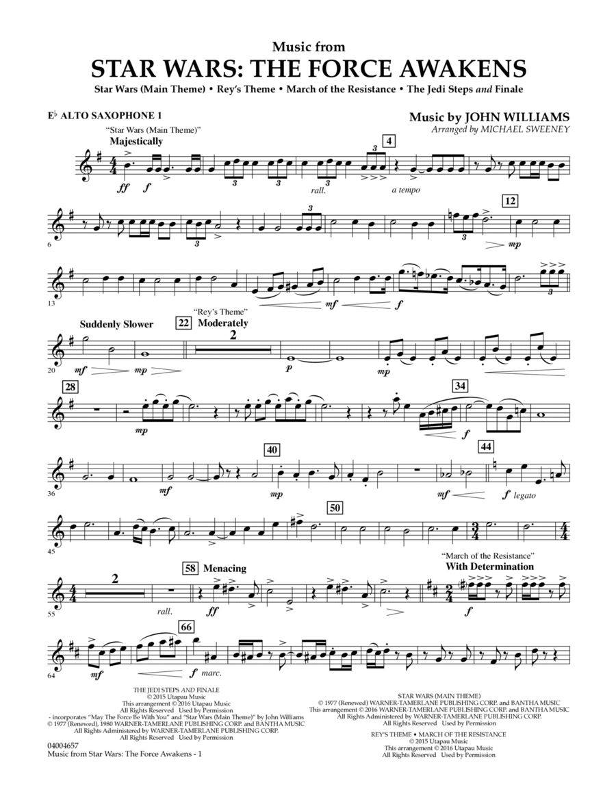 Music from Star Wars: The Force Awakens - Eb Alto Saxophone 1 Alto Saxophone scores gallery preview page 1