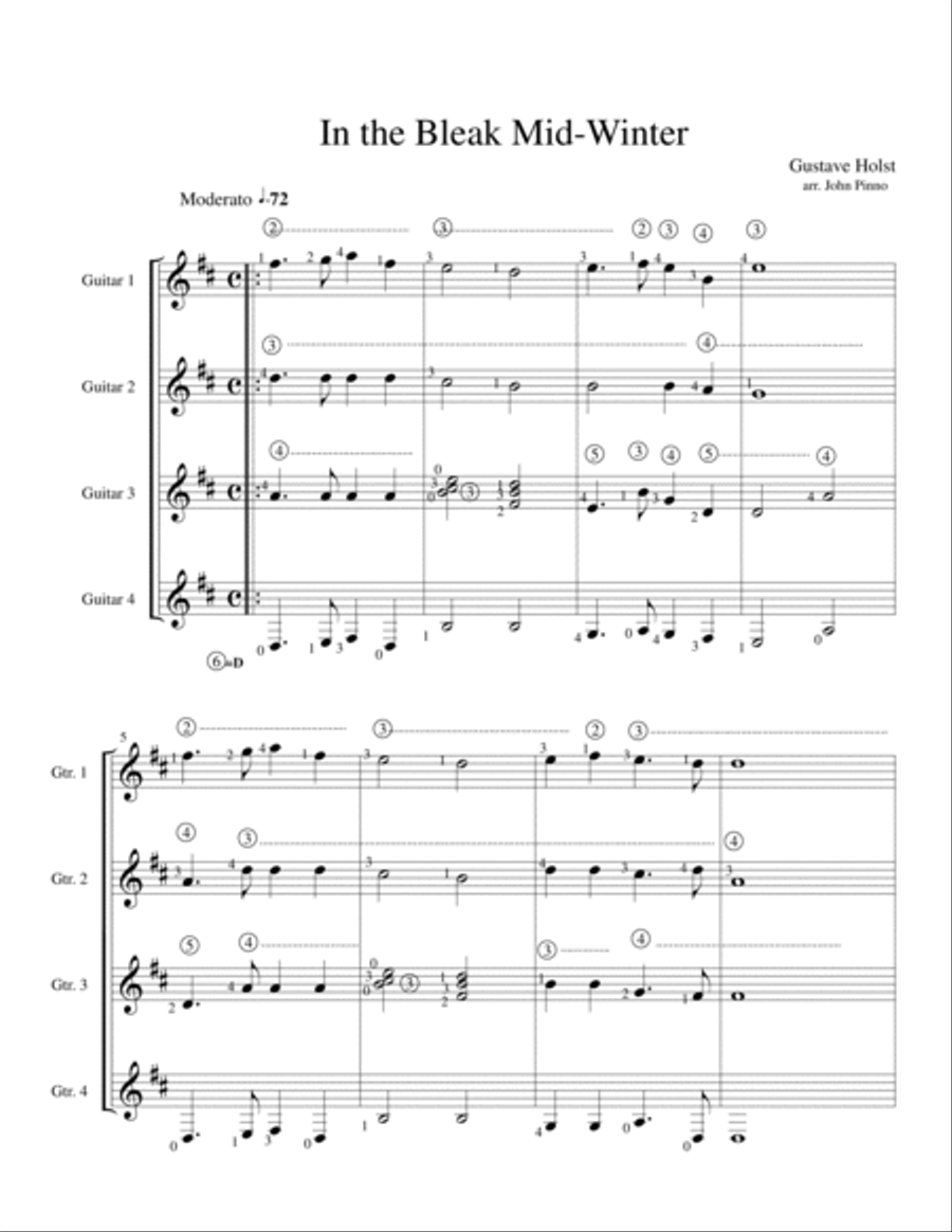 In the Bleak Mid-Winter for Classical Guitar Quartet Guitar Ensemble scores gallery preview page 2