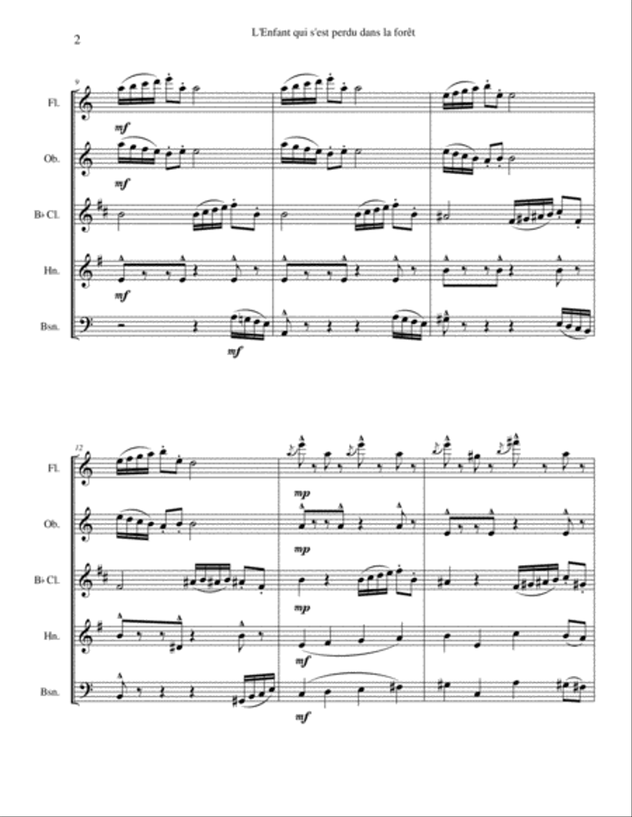 L'Enfant qui s'est perdu dans la forêt Woodwind Quintet scores gallery preview page 2