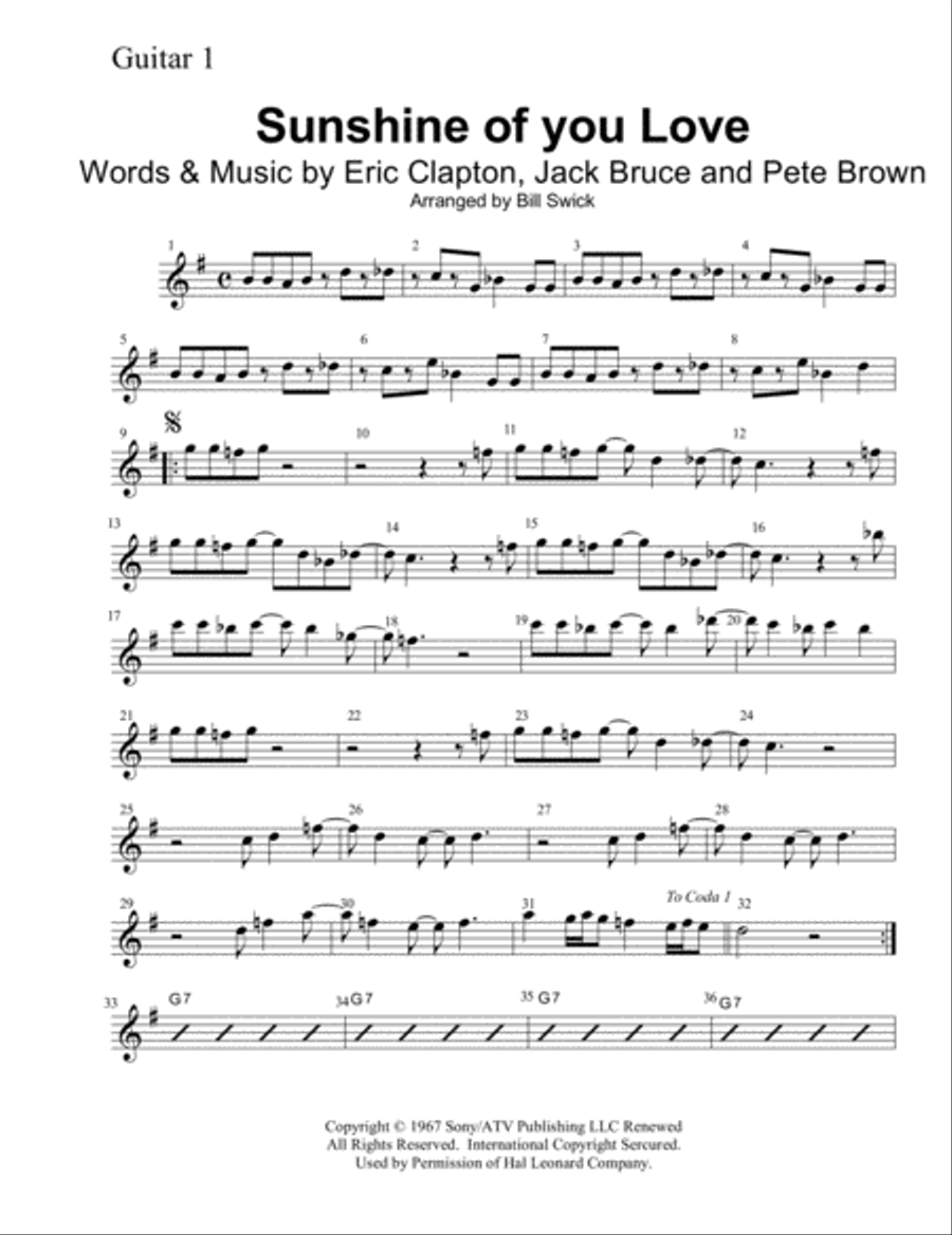 Sunshine Of Your Love Guitar scores gallery preview page 6
