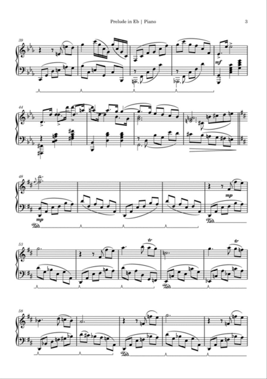 Prelude in Eb, for piano Piano Solo scores gallery preview page 3