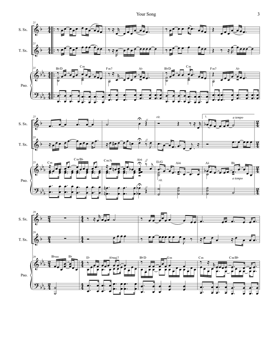 Your Song Your Song Woodwind Duet scores gallery preview page 3