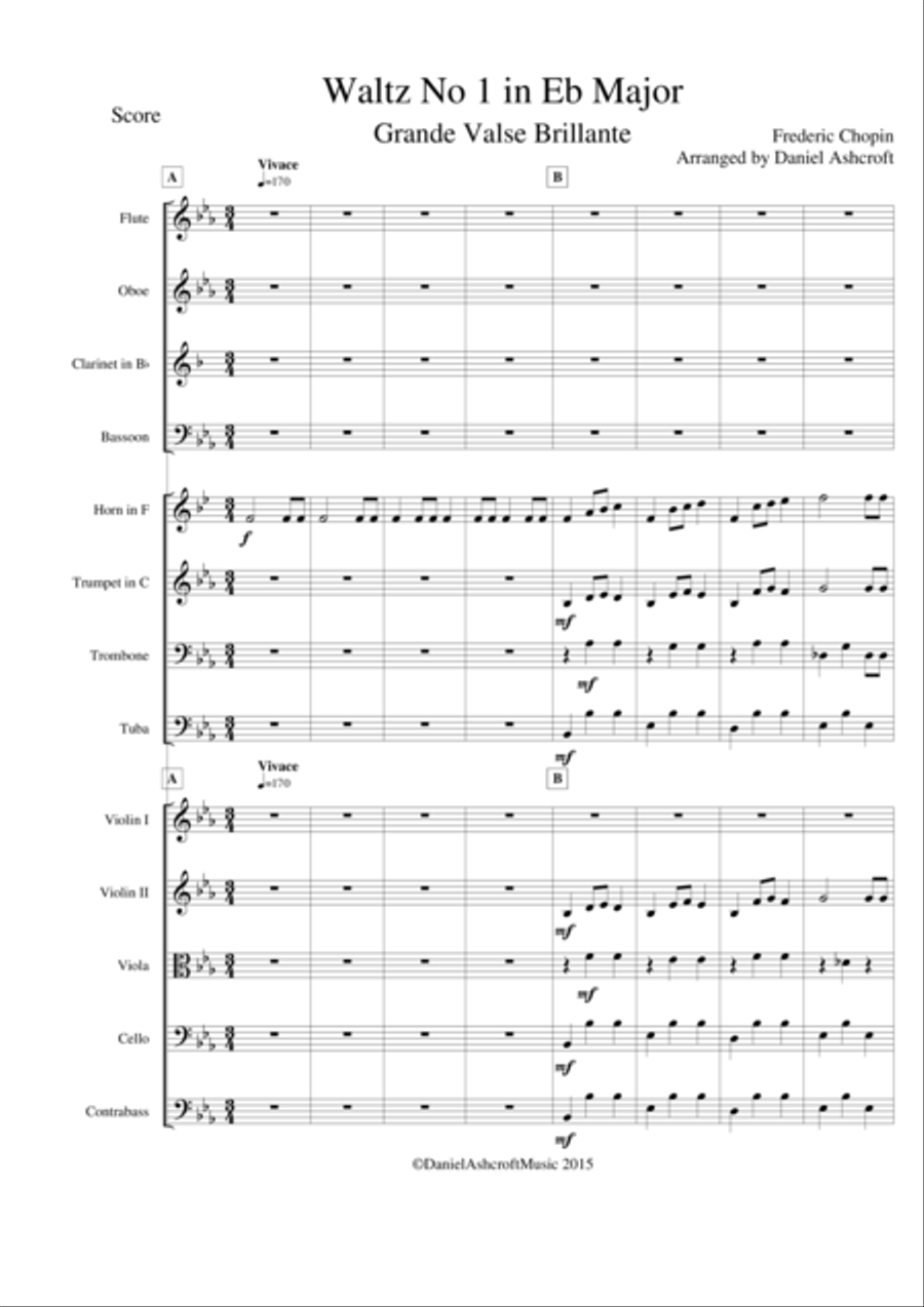 Chopin's Waltz No 1 in Eb Major 'Grande Valse Brillante' - Score Only Full Orchestra scores gallery preview page 2
