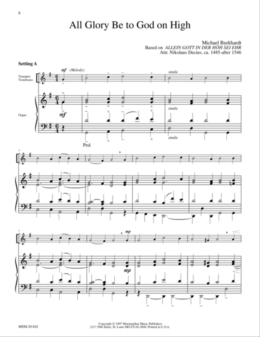 All Glory Be to God on High (Allein Gott in der Höh) Choir scores gallery preview page 1