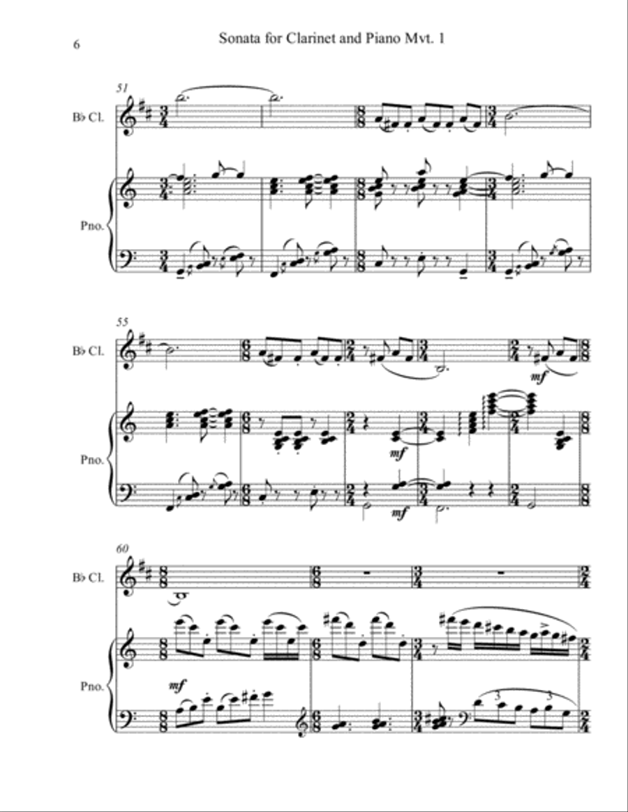 Sonata for Clarinet and Piano Chamber Music scores gallery preview page 6