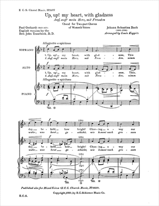 Book cover for Up, Up! My Heart, with Gladness (Auf, auf! mein Herz), BWV 441