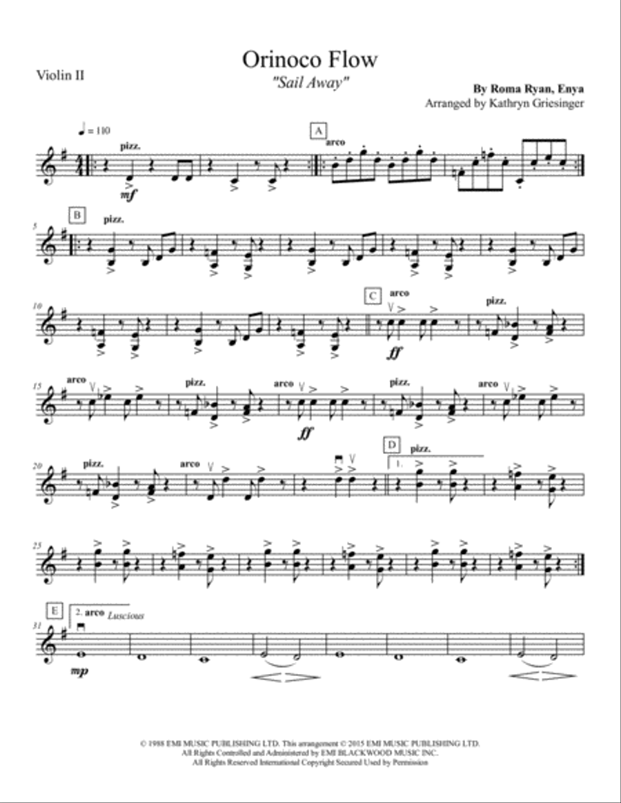 Orinoco Flow String Quartet scores gallery preview page 3