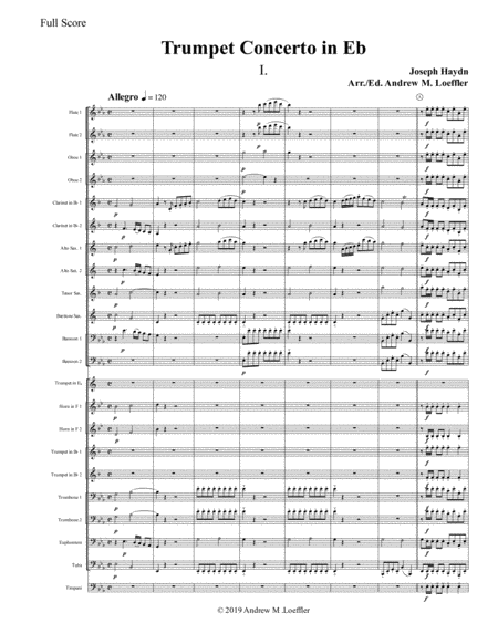 Haydn - Trumpet Concerto in Eb transcribed for Concert Band - First Movement (Score and Parts) image number null