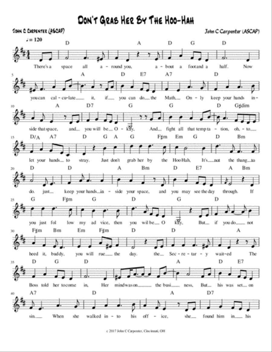 Don't Grab Her By The Hoo Hah Voice Solo scores gallery preview page 1