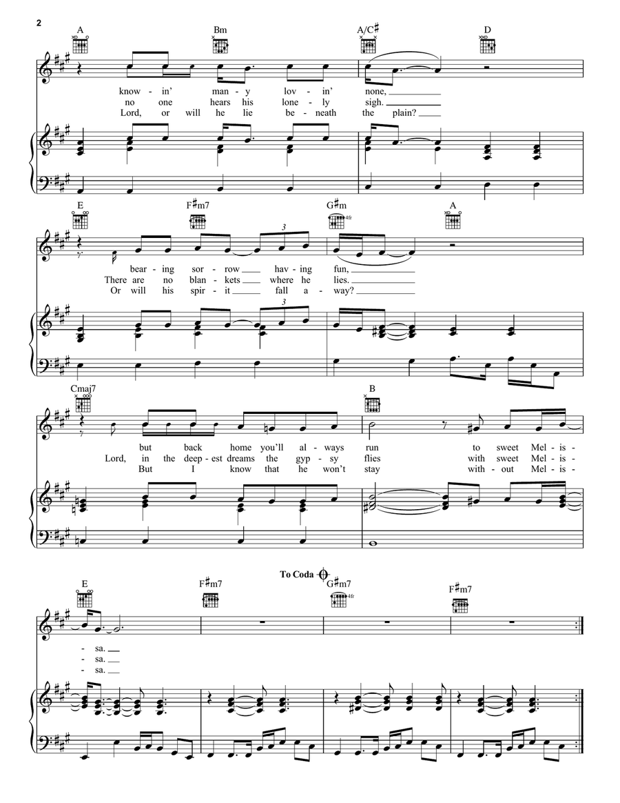 Melissa Piano, Vocal, Guitar scores gallery preview page 2