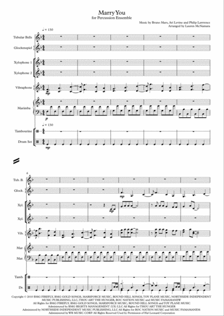 Marry You Marry You Percussion Ensemble scores gallery preview page 1