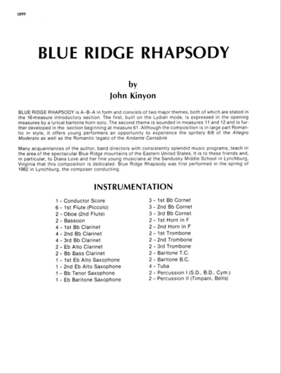 Blue Ridge Rhapsody: Score Concert Band scores gallery preview page 1