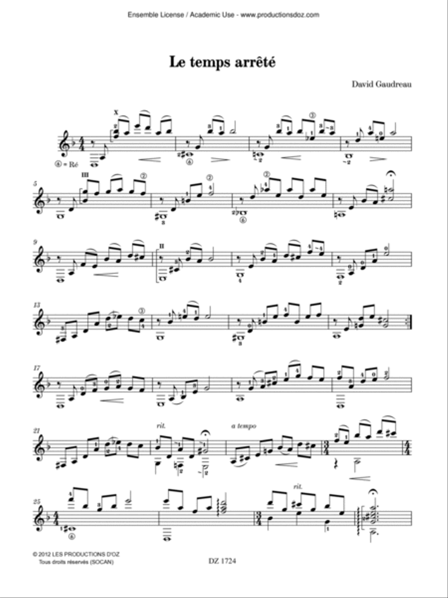 Le temps arrêté Classical Guitar scores gallery preview page 2