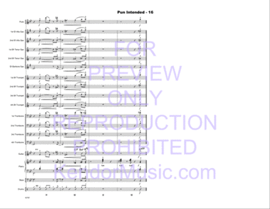 Pun Intended (Full Score) Jazz Ensemble scores gallery preview page 17
