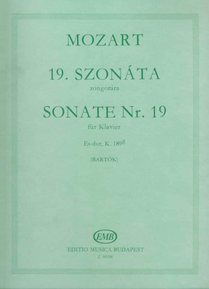Book cover for Piano Sonata No19 E Flat Major K189g