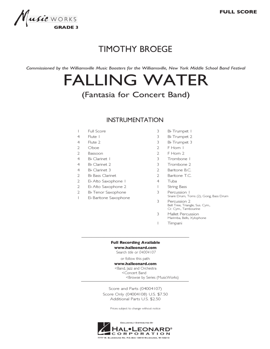 Falling Water - Conductor Score (Full Score) Concert Band scores gallery preview page 1