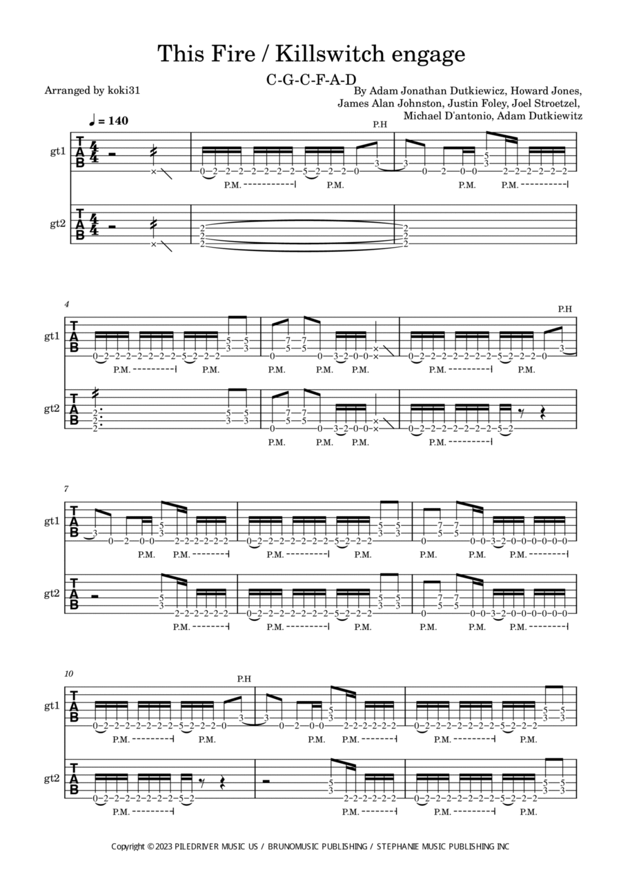 This Fire Burns Guitar Tablature scores gallery preview page 1