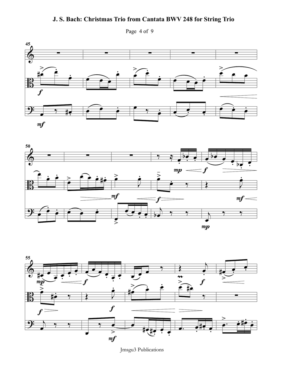 Bach: Christmas Trio for String Trio String Trio scores gallery preview page 4