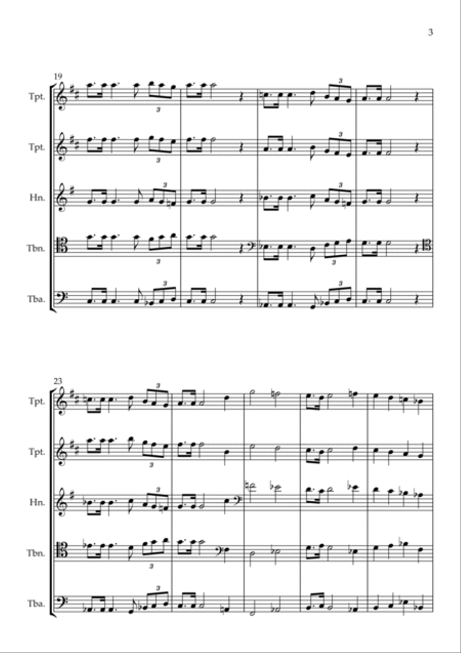 Easy Fanfare, Op. 94 (Brass Quintet) by Vidas Pinkevicius (2022) Brass Quintet scores gallery preview page 3